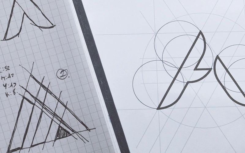 Brand identity sketches and design studies