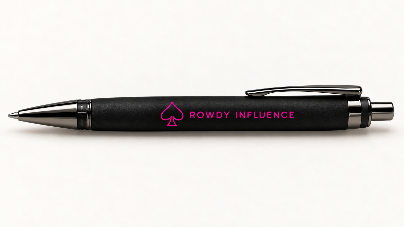 Black Rowdy Influence branded promotional pen